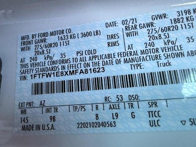 2021 Ford F-150 Platinum 4WD SuperCrew 5.Box