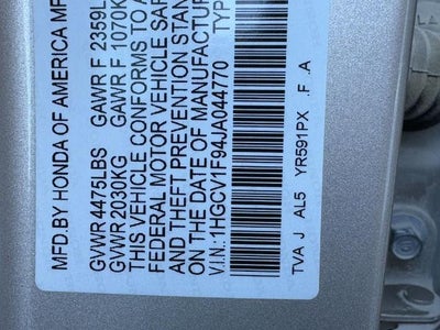 2018 Honda Accord Sedan Touring 1.5T CVT